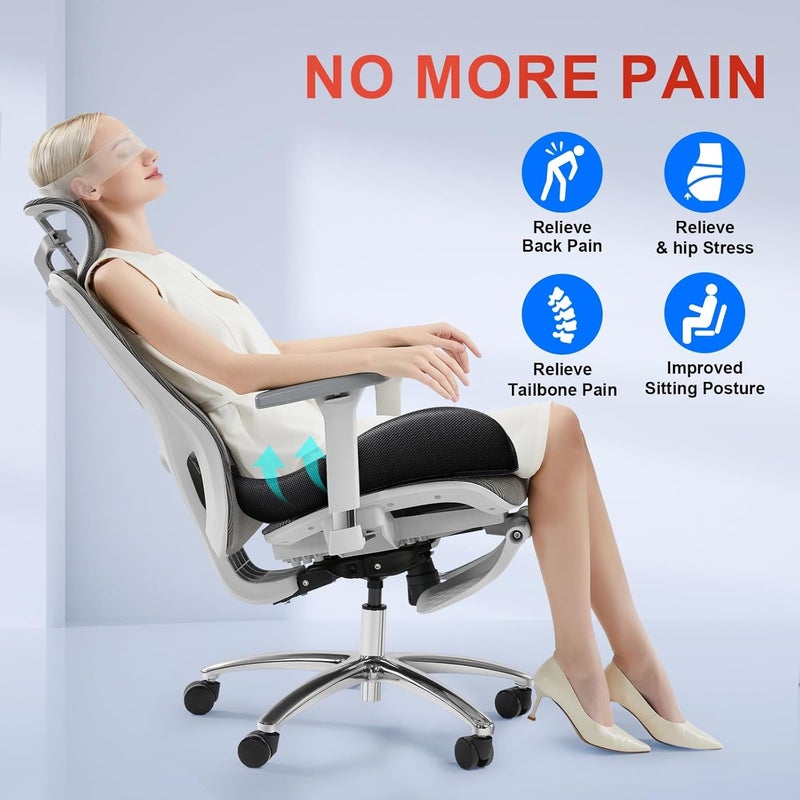 A-Pce Large Memory Seat Cushion for Office Chair Pressure Relief Sciatica & Tailbone Pain Relief Memory Foam Firm Coccyx Pad for Long Sitting, for Office Chair, Gaming Chair and Car Seat, Black - Image 2
